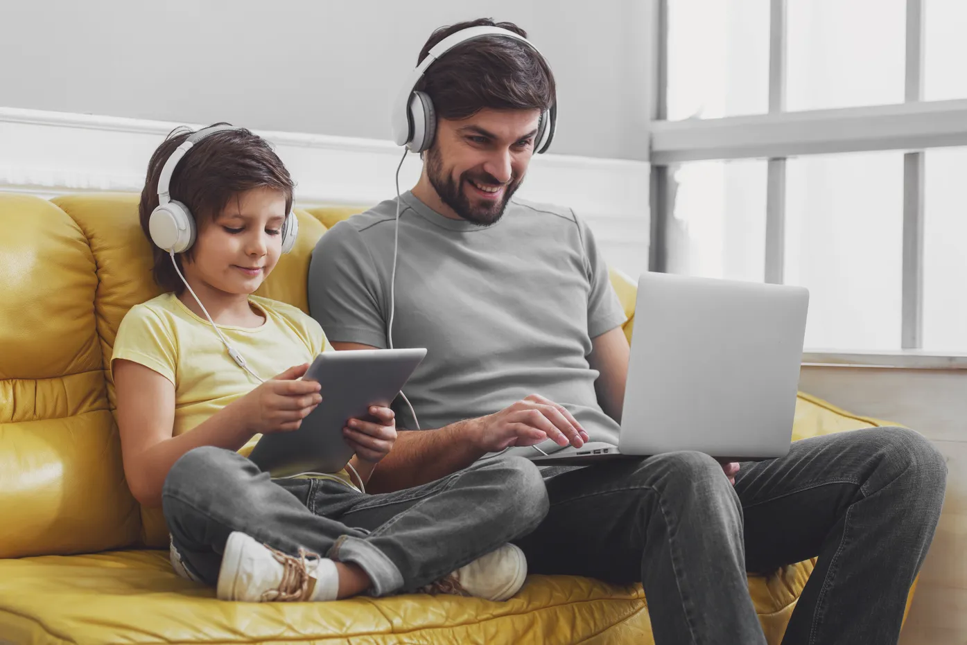 Parent and child studying together